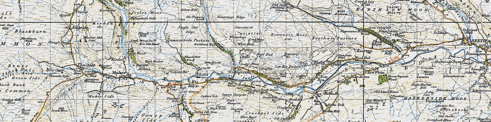 Old map of Gunnerside in 1947