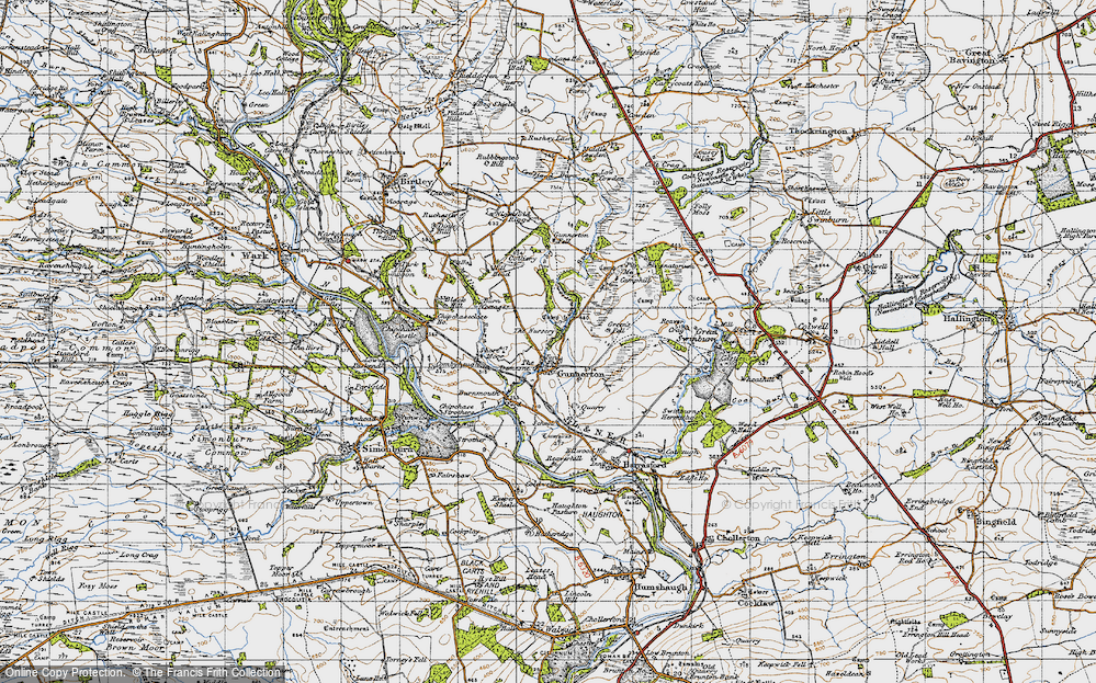Old Map of Gunnerton, 1947 in 1947