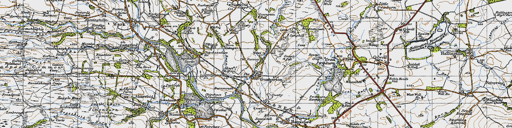 Old map of Gunnerton in 1947