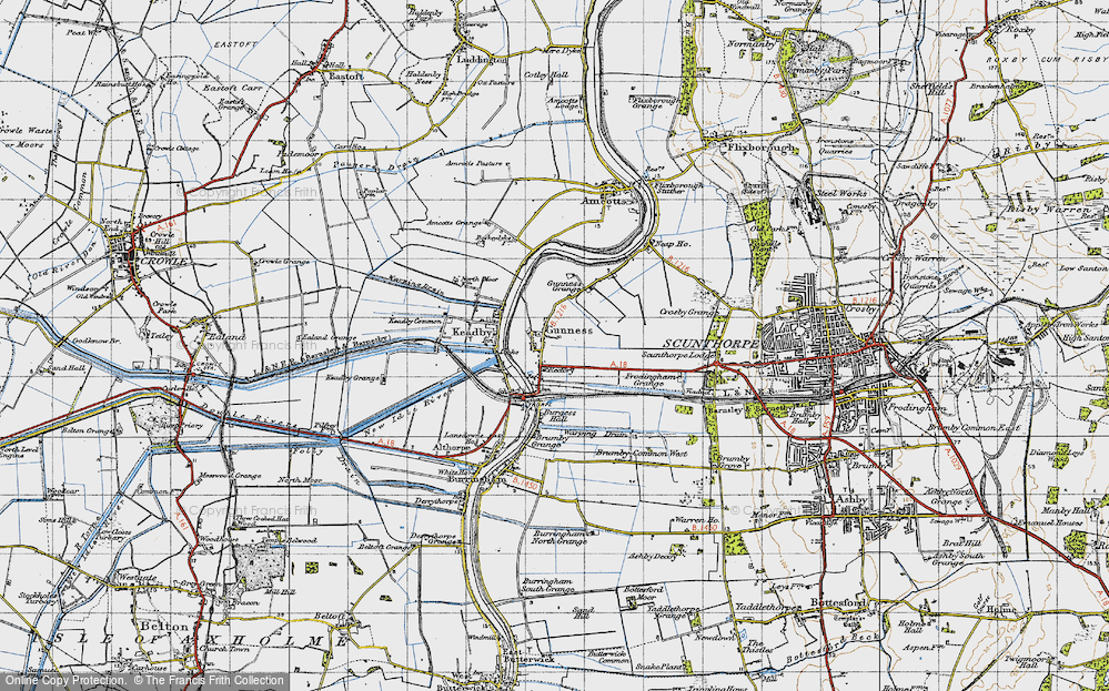 Old Map of Historic Map covering Brumby Grange in 1947