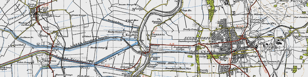 Old map of Gunness in 1947