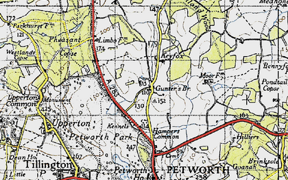 Old map of Gunter's Bridge in 1940