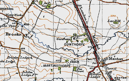 Old map of Gunthorpe in 1946