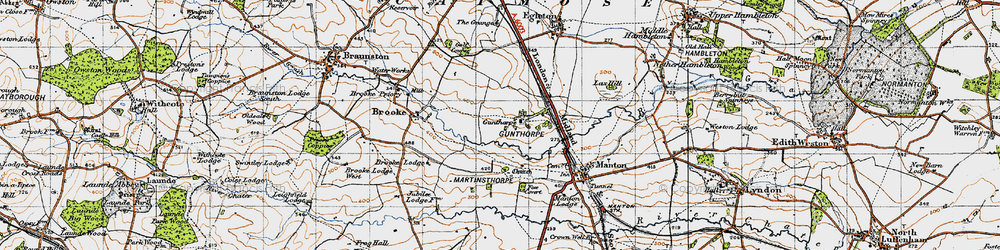 Old map of Gunthorpe in 1946