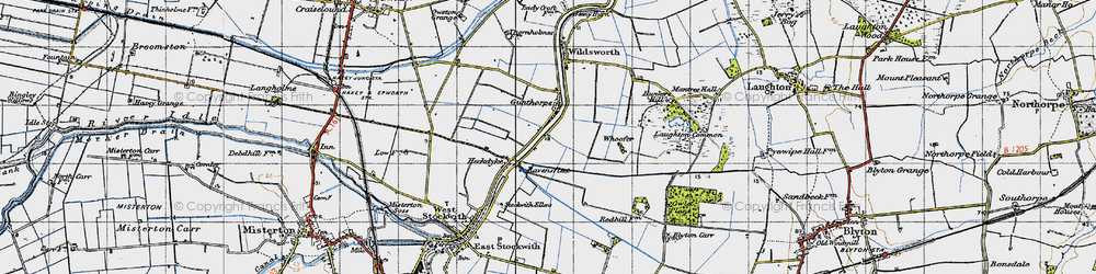 Old map of Gunthorpe in 1947