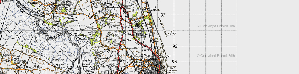 Old map of Gunton in 1946