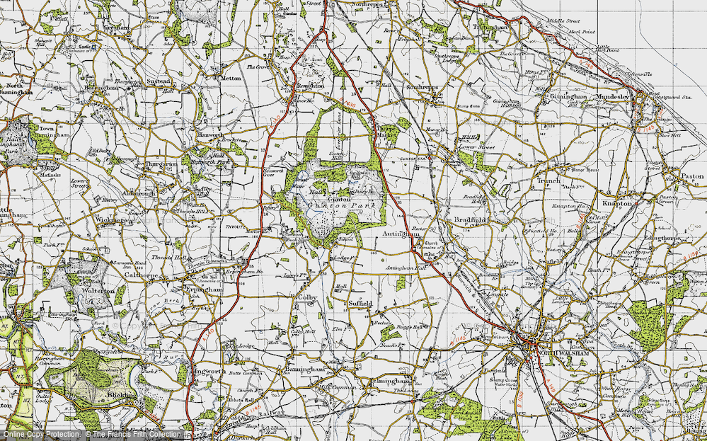 Old Map of Gunton Park, 1945 in 1945