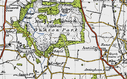 Old map of Gunton Park in 1945