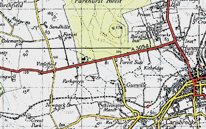 Old map of Gunville in 1945