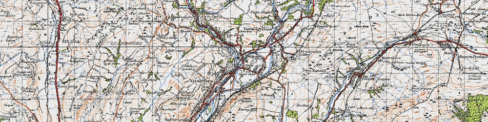 Old map of Gurnos in 1947