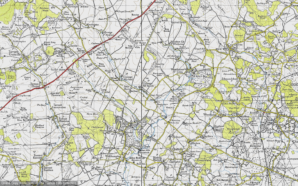 Old Map of Gussage All Saints, 1940 in 1940