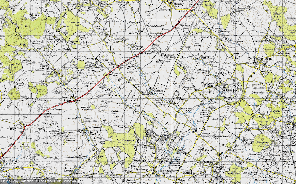 Old Map of Gussage St Michael, 1940 in 1940