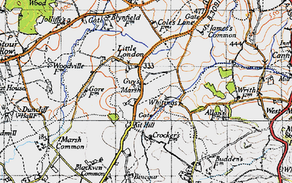 Old map of Guy's Marsh in 1945