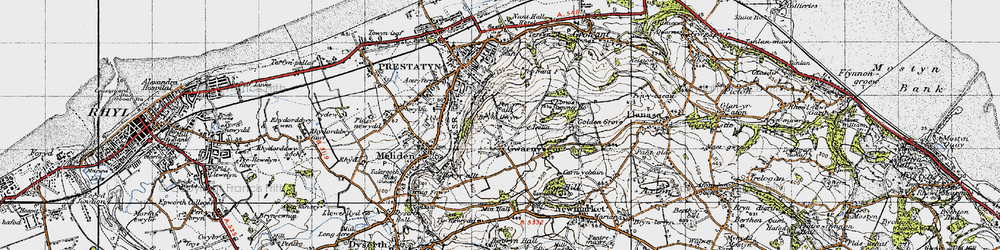 Old map of Gwaenysgor in 1947