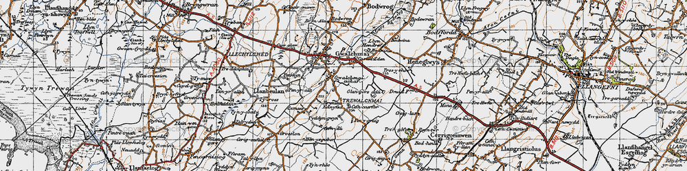 Old map of Pen y Graig in 1947