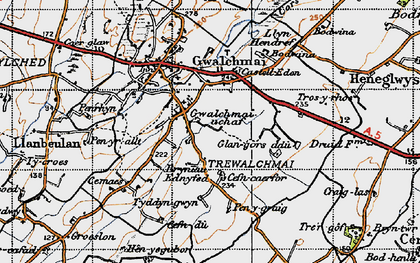 Old map of Gwalchmai Uchaf in 1947