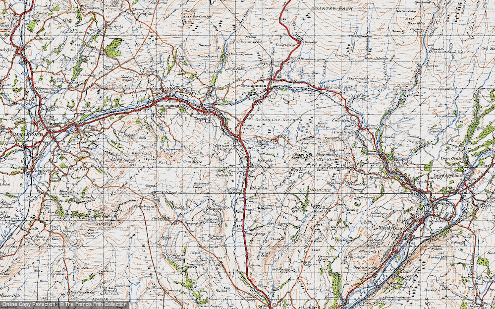 Old Map of Historic Map covering Baily Glas Uchaf in 1947