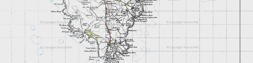 Old map of Whale Rock in 1946