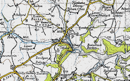 Old map of Bonallack Barton in 1946