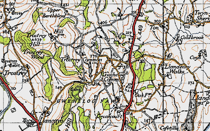 Old map of Gwehelog in 1946