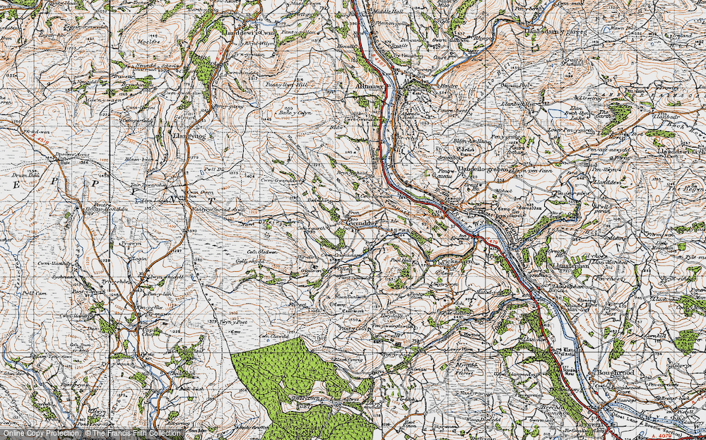 Old Map of Historic Map covering Blaenfirnant in 1947
