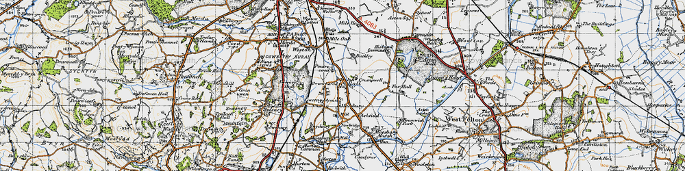 Old map of Gwern y brenin in 1947