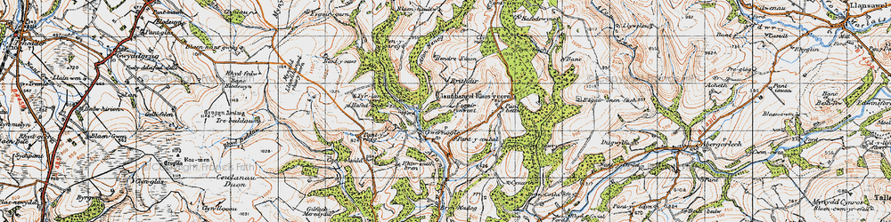 Old map of Afon Blotweth in 1947