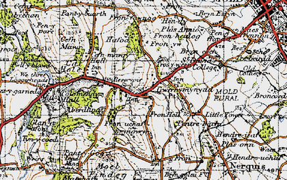 Old map of Gwernymynydd in 1947