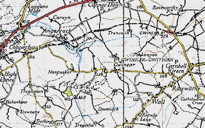 Old map of Gwinear in 1946