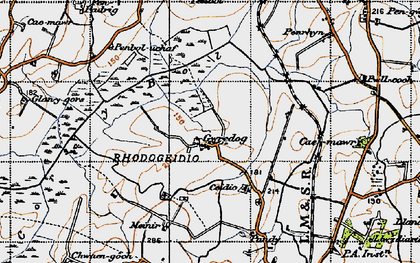 Old map of Gwredog in 1947