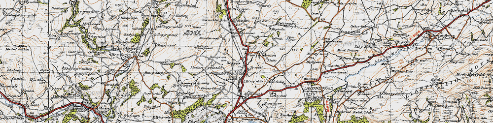 Old map of Gwyddelwern in 1947