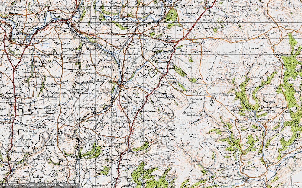 Old Map of Historic Map covering Bedw-Hirion in 1947