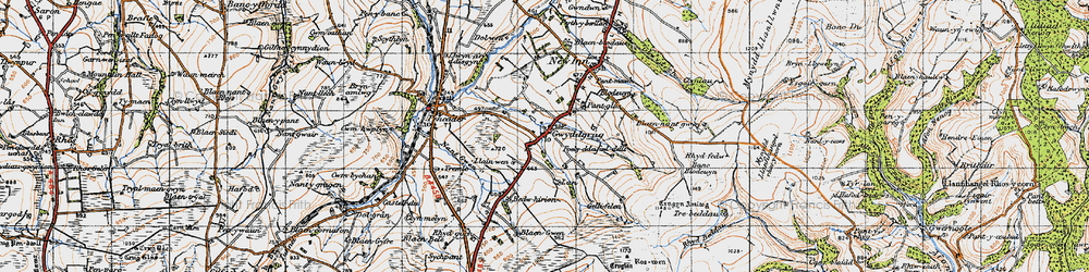 Old map of Gwyddgrug in 1947