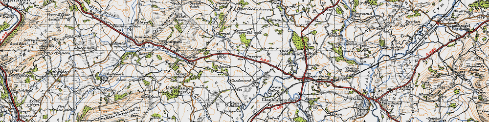 Old map of Gwystre in 1947