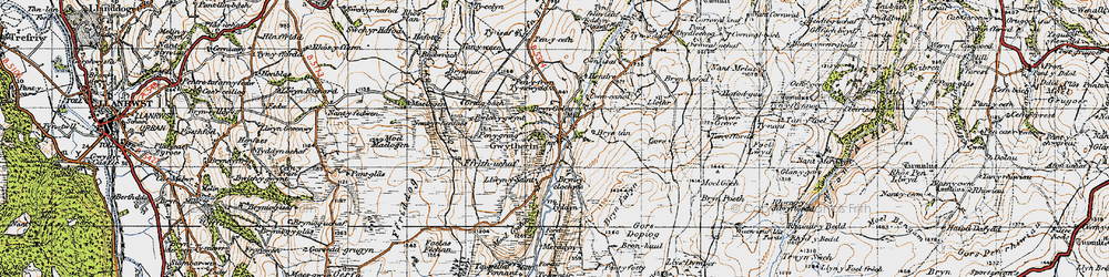 Old map of Bryn-y-clochydd in 1947