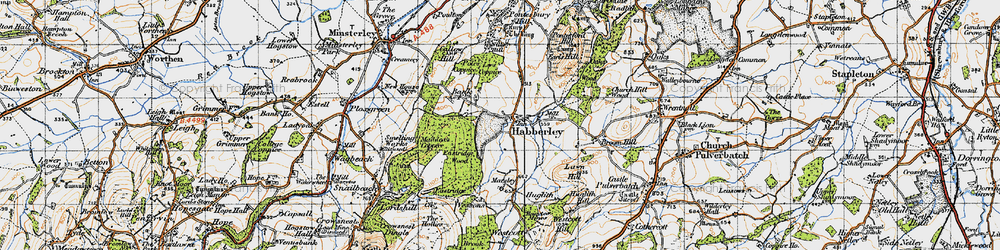 Old map of Habberley in 1947