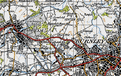 Old map of Habergham in 1947