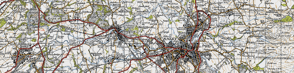 Old map of Habergham in 1947