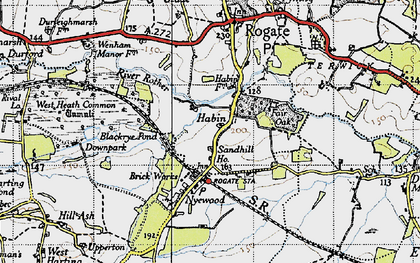 Old map of Habin in 1945