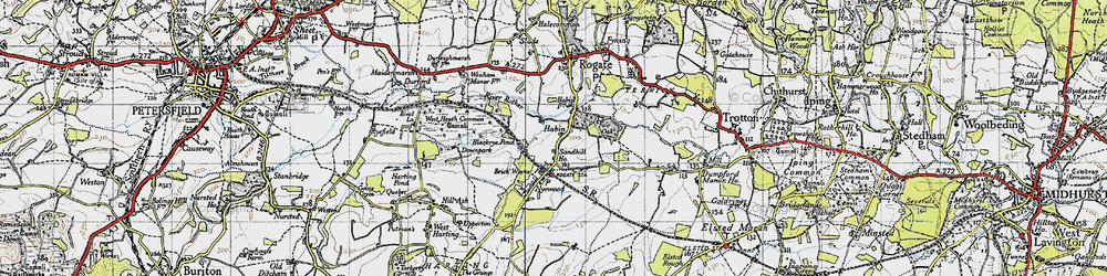 Old map of Habin in 1945