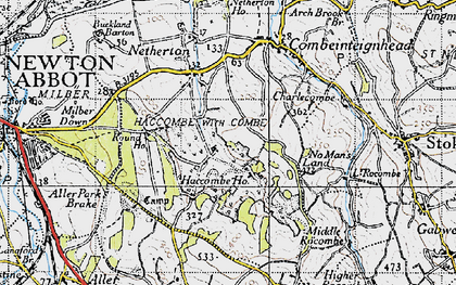 Old map of Haccombe in 1946