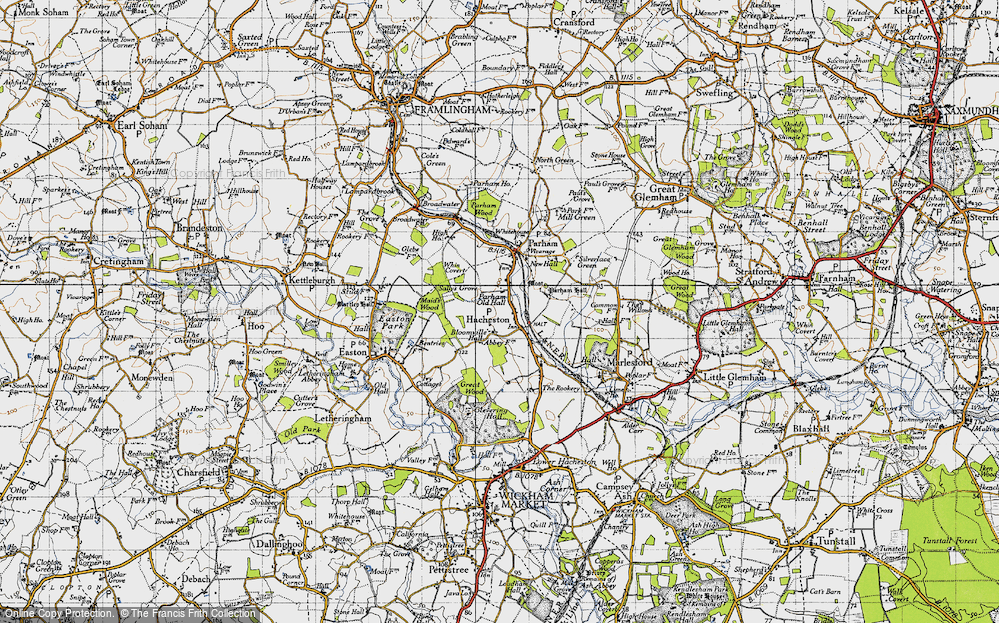 Old Map of Historic Map covering Blomvyle Hall in 1946