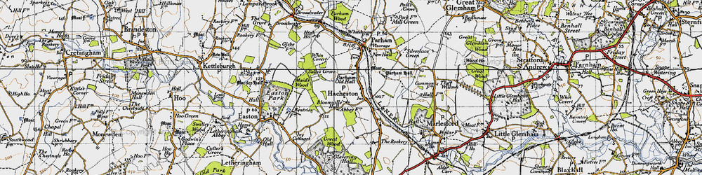 Old map of Hacheston in 1946