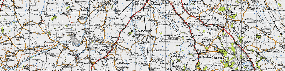 Old map of Hack Green in 1947