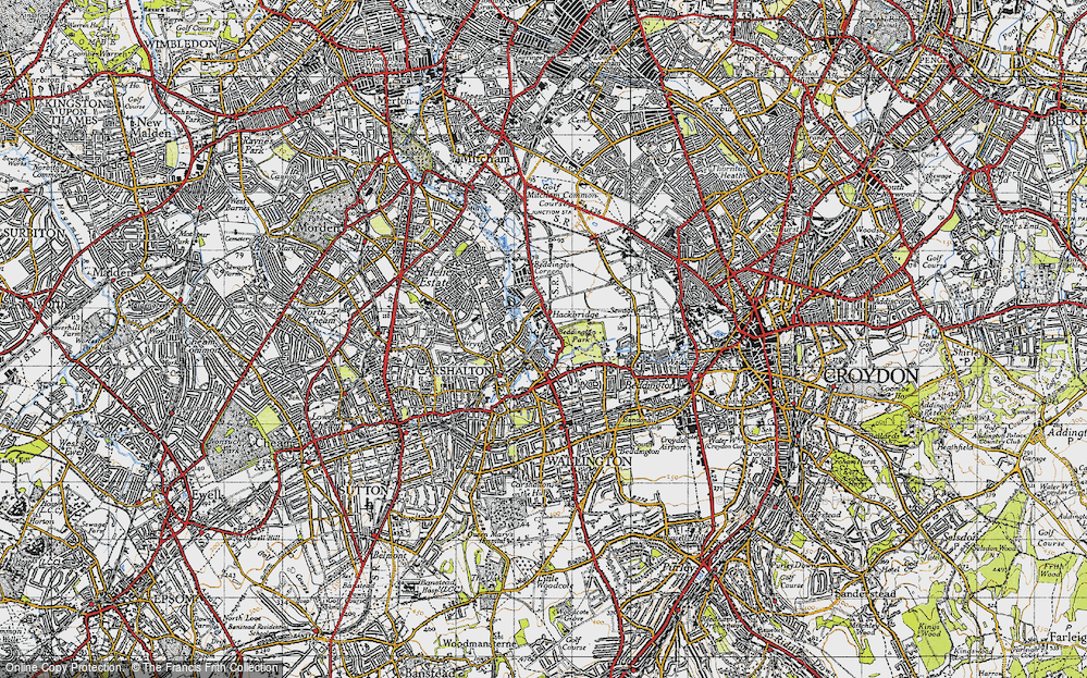Old Map of Historic Map covering Beddington Park in 1945