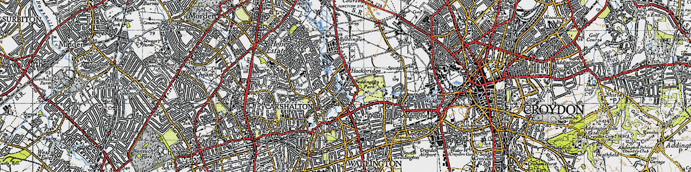 Old map of Hackbridge in 1945
