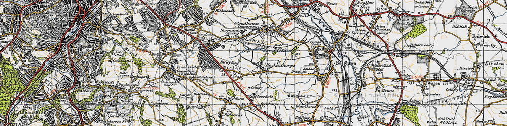 Old map of Hackenthorpe in 1947
