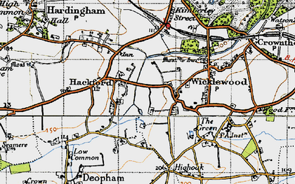 Old map of Hackford in 1946