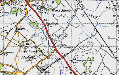 Old map of Hacklinge in 1947