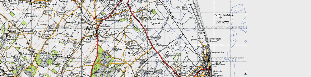 Old map of Hacklinge in 1947